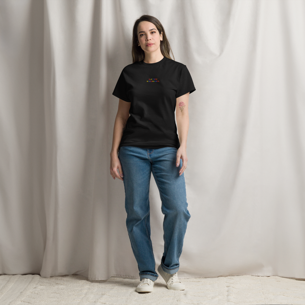 Queer statement t shirt slay them with kindness